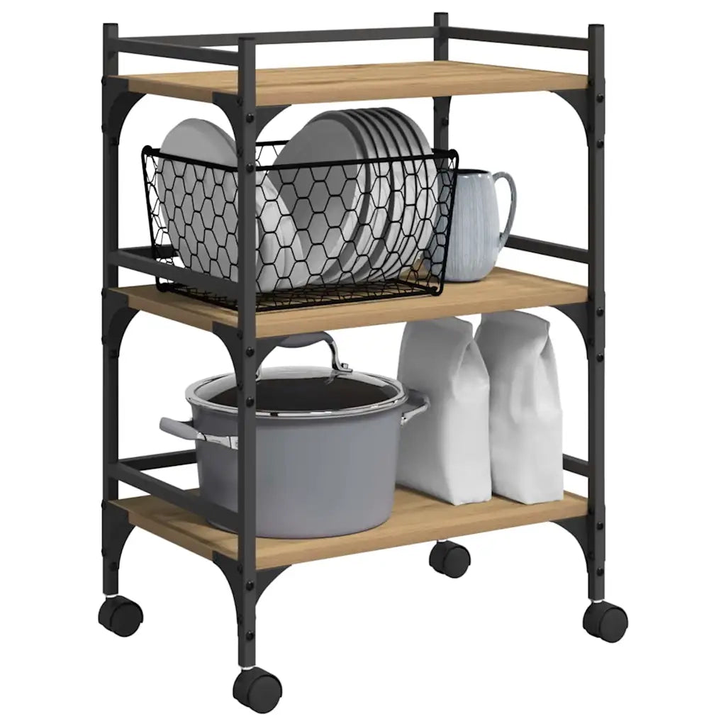Carrello da Cucina-Scaffale per Cucina Rovere artigianale 50 x 35 x 75.5 cm