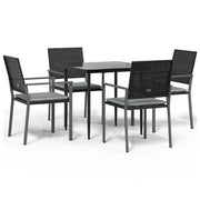 Set Pranzo da Giardino 5pz | Set Salotto da Giardino con Cuscini in Polyrattan e Acciaio