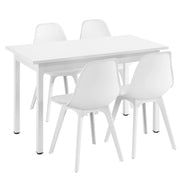 [en.casa] Arredo Sala da Pranzo Tavolo 120 x 60 x 75 cm con 4 Sedie 83 x 54 x 48 cm MDF Acciaio Plastica Bianco