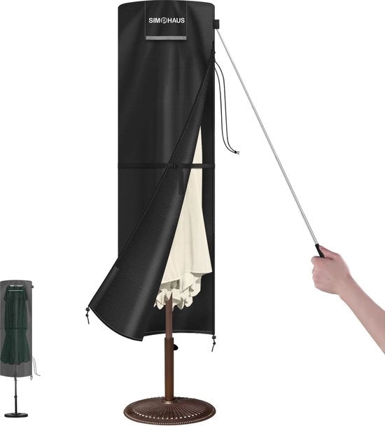 Copertura per ombrellone, 300 cm, copertura per ombrellone a vento, ombrellone doppio, copertura, impermeabile, 3 m, con manico, doccia per giardino, copertura, 420D stoffa Oxford, 220 x 67/67 cm