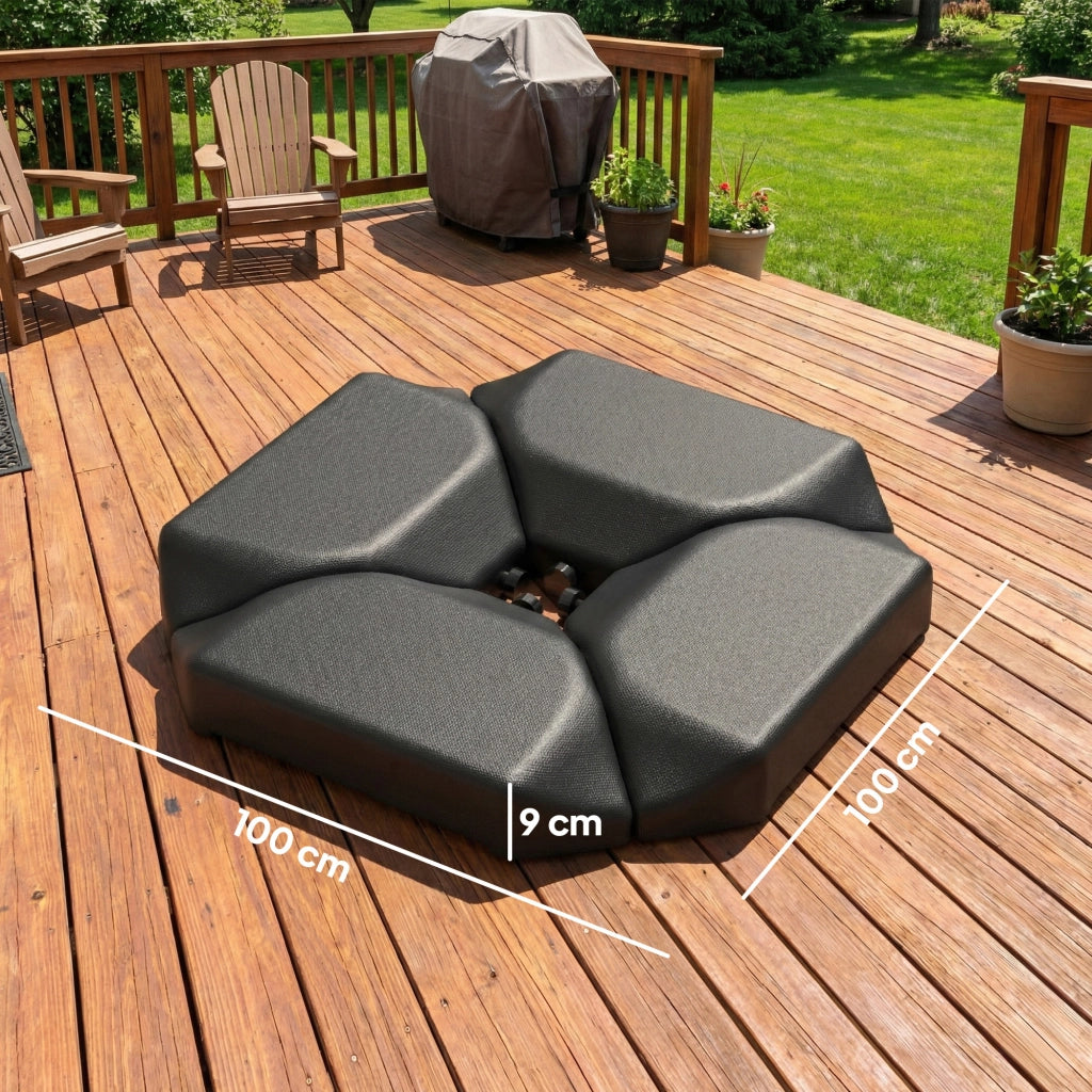Base per Ombrellone 4 Pezzi per Parasole Cantilever ¨C Zephmum ¨C HDPE Riempibile con Acqua o Sabbia 77kg