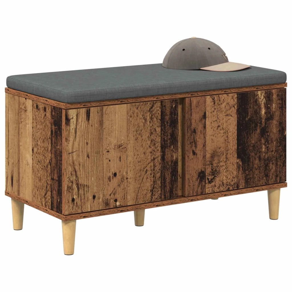 Panca per ingresso con cuscino Legno vecchio 80 x 38 x 46 cm 891534