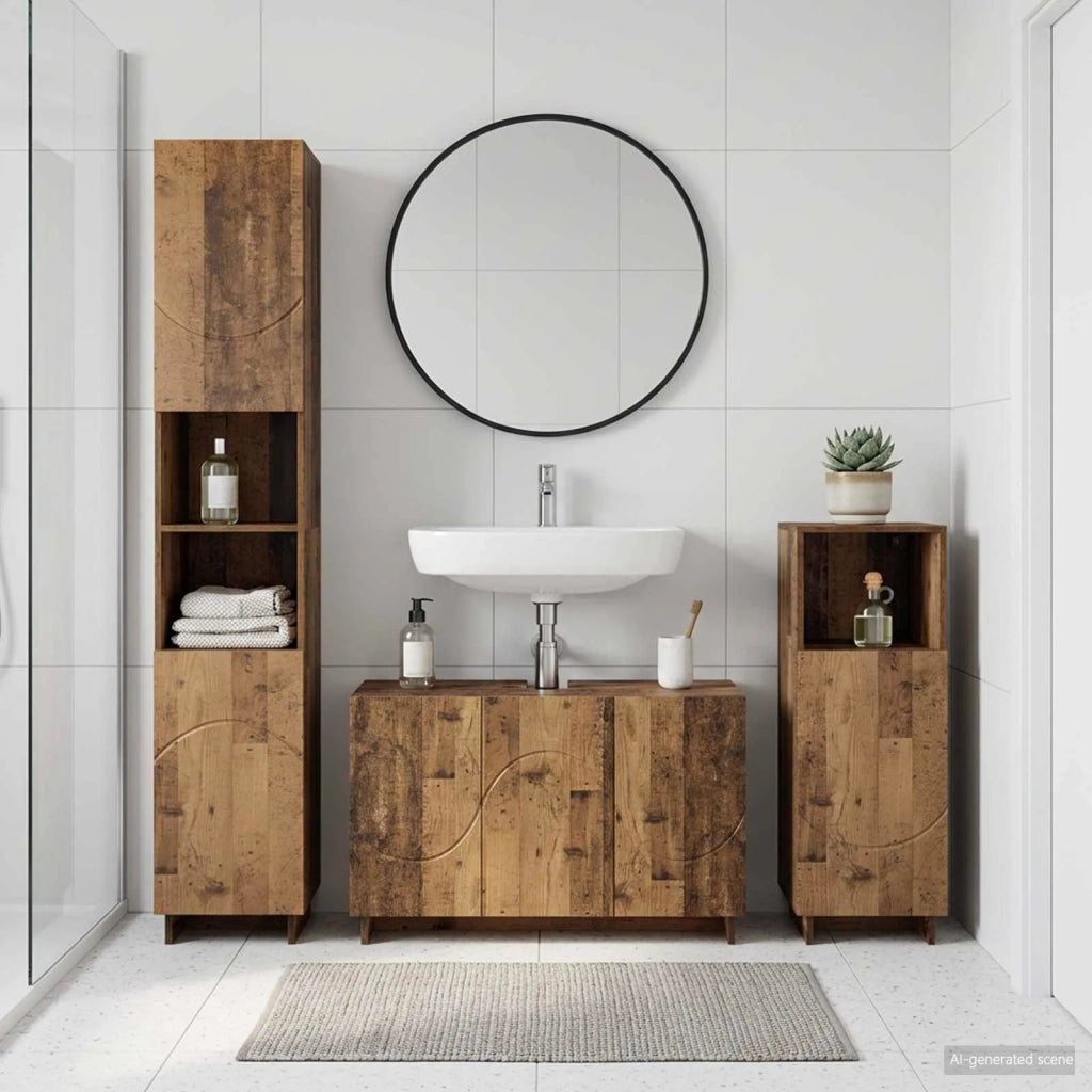 Set mobili da bagno 3 pz Legno antico Legno ingegnerizzato 3433062