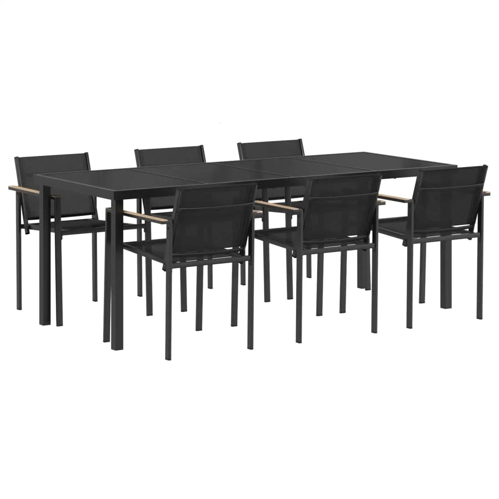 Set di Mobili da Esterno 7 pcs Nero e antracite Textilene