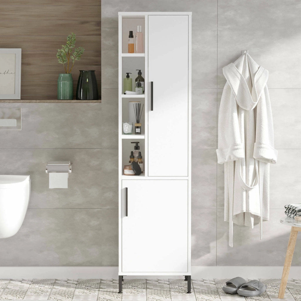 Jongdari, Armadio Multiuso 2 Ante Appendiabiti, 45x174h cm Bianco