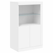 Mobiletto laterale contemporaneo con illuminazione a LED pratico contenitore 60,5 x 37 x 100 cm legno bianco 02_0049356