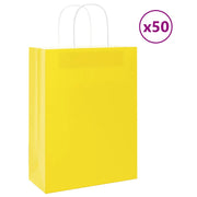 Sacchetti di Carta 50 pz con Manici Gialli 26x12x35 cm