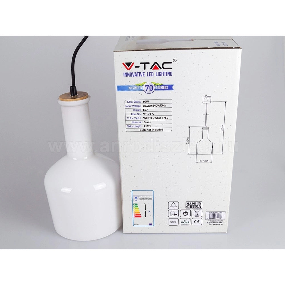 Trade Shop - Lampadario Pendente Lampada A Sospensione In Legno E Vetro Chiaro Moderno 7177 -