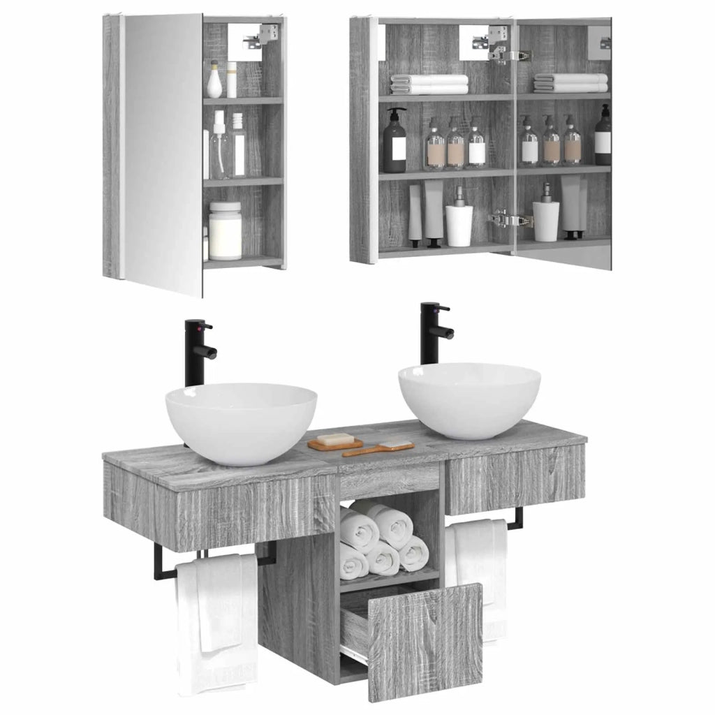 Set di Armadi da Bagno 5 pcs Sonoma grigio 43 x 11,5 x 60,5 cm 3406292