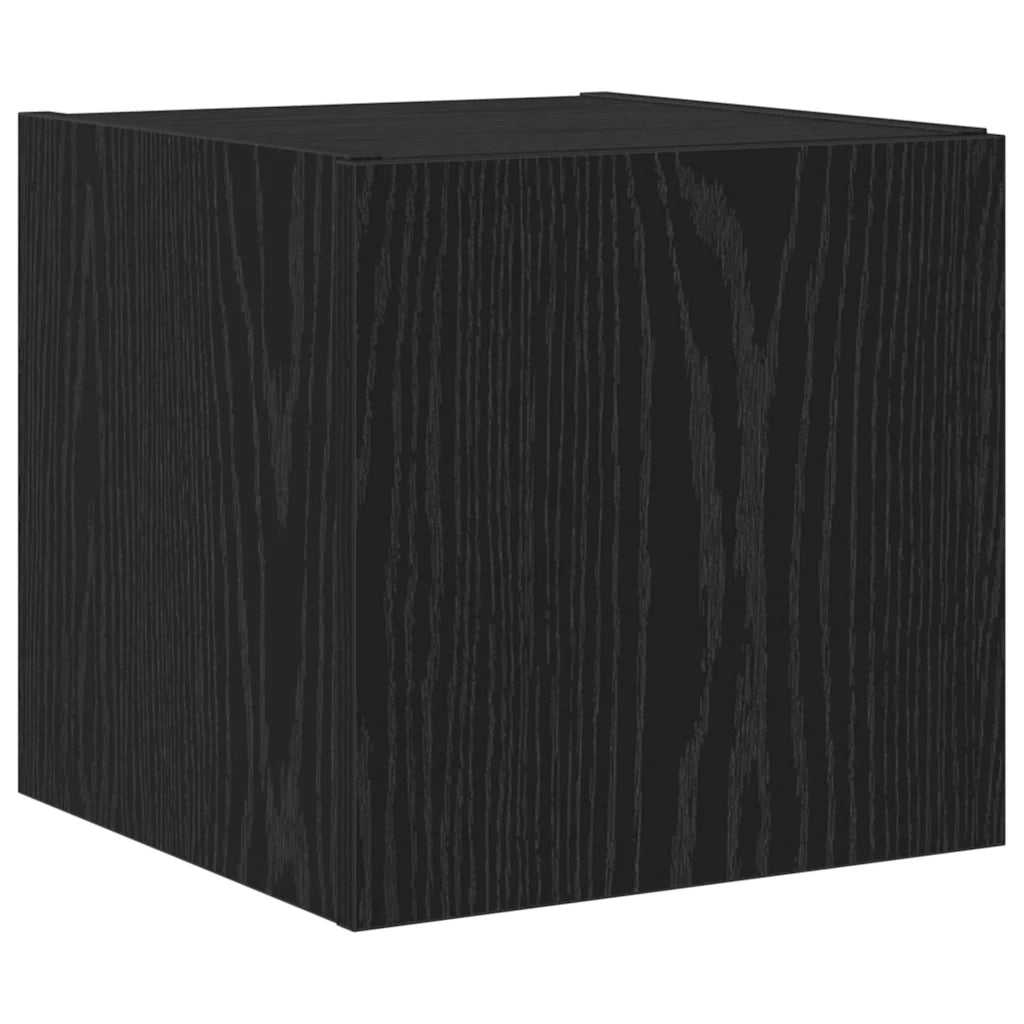 Mobile TV da parete con LED Rovere Nero 30,5 x 35 x 30 cm