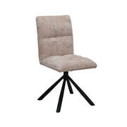 Sedia da pranzo girevole DANIEL – Tessuto color sabbia – Piedi in metallo nero – Stile design/industriale