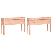 Vassoio per fioriera aiuola rialzata piante fiori giardino terrazze set di 2 con piedini in legno massello Douglas marrone 02_0039022