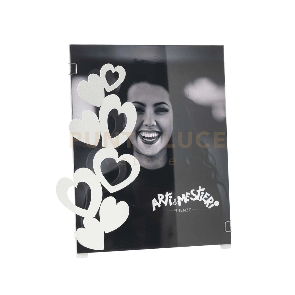 Portafoto di design "Cuori" piccolo Bianco