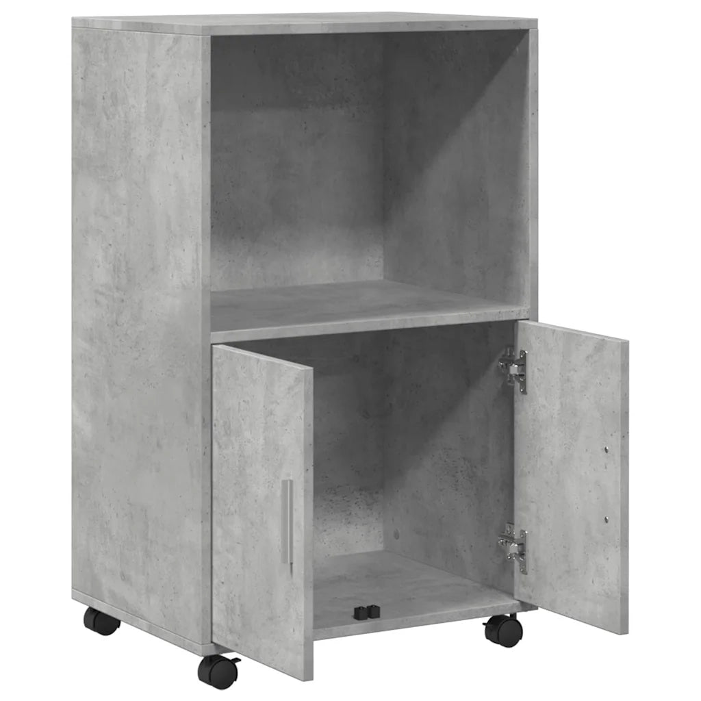 vidaXL Mobiletto con Ruote Grigio Cemento 55x40x91 cm in Truciolato