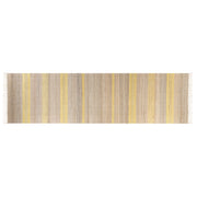 Tappeto in iuta beige e giallo con motivo a righe e nappe 80 x 300 cm soggiorno camera da letto stile boho