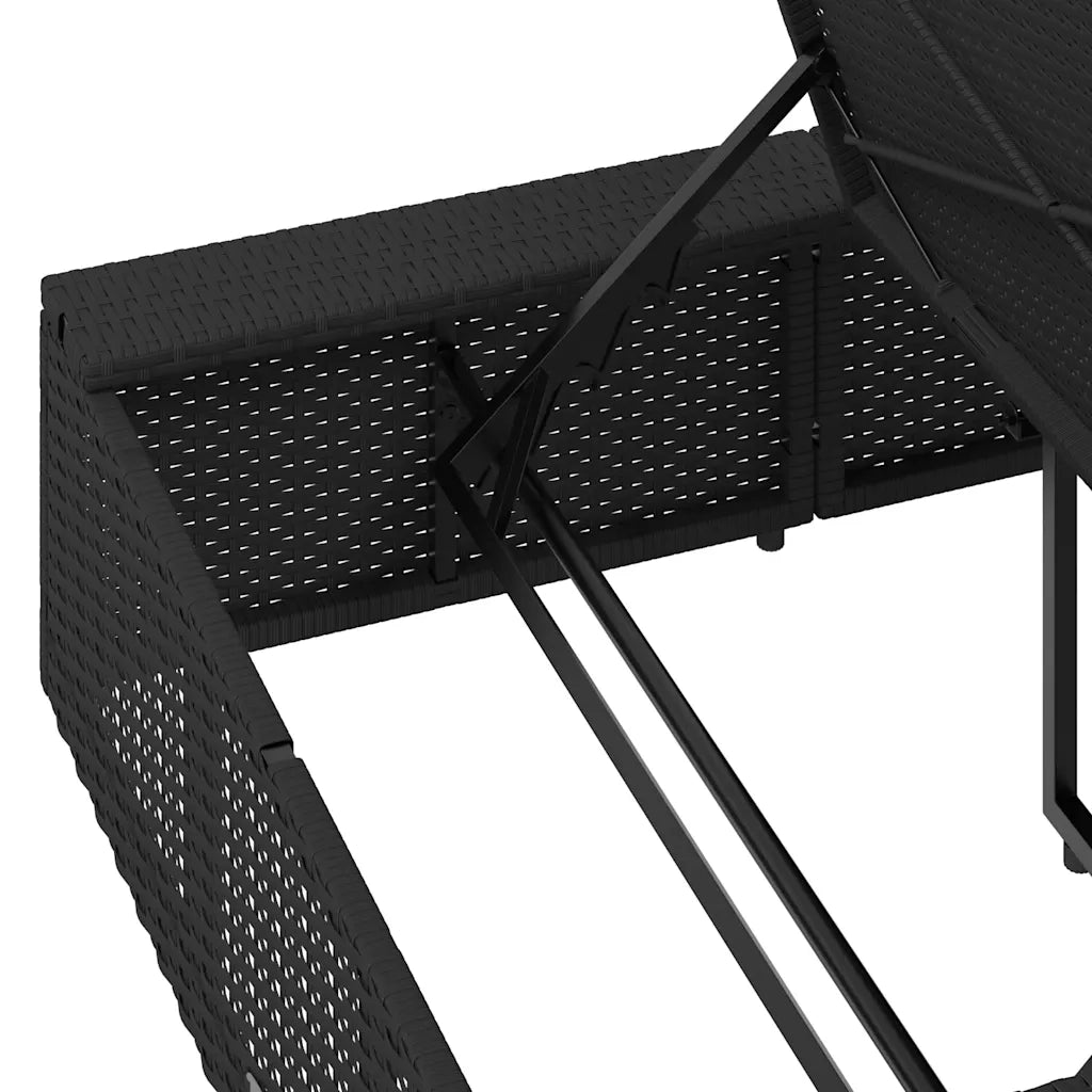 Lettino Prendisole con Cuscino Galleggiante Nero in Polyrattan 4104202