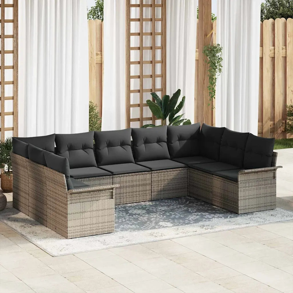 Set Divano da Giardino 9 pcs Grigio polyrattan 3354188