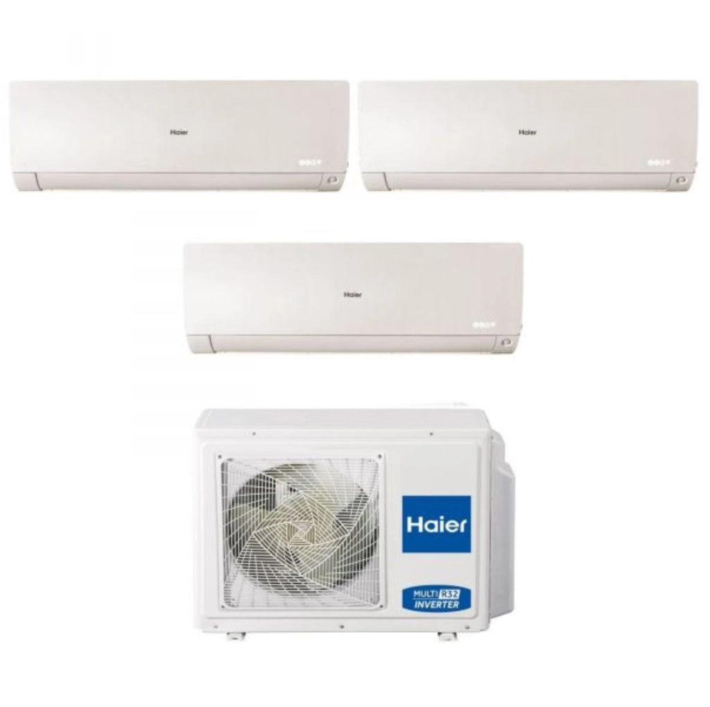 Climatizzatore Condizionatore Haier Trial Split Inverter serie FLEXIS PLUS WHITE 7+9+12 con 3U55S2SR3FA R-32 Wi-Fi Integrato Colore Bianco 7000+9000+12000