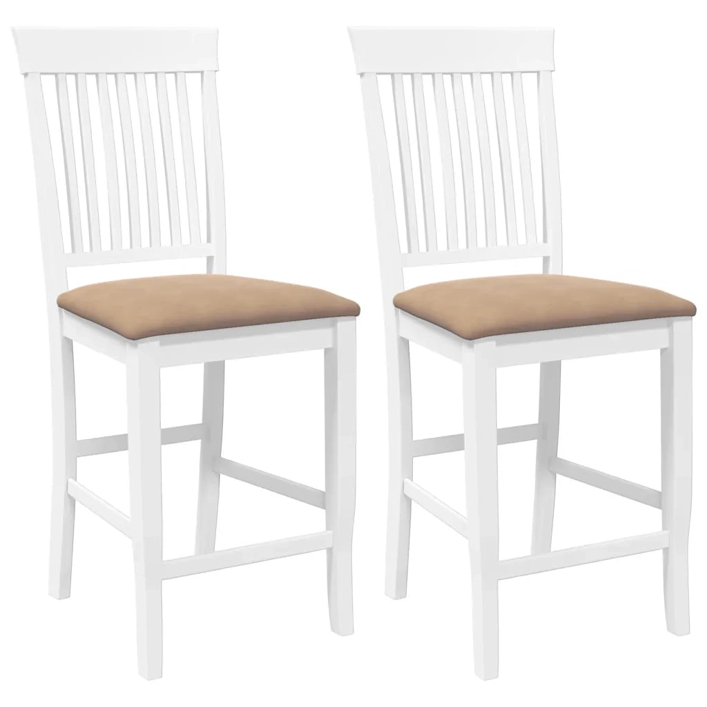 Sgabelli da Bar con Cuscini 2 pz Bianco Legno Massello di Hevea 4102575