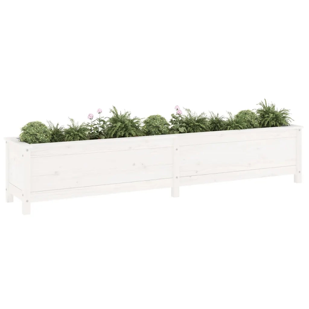Fioriera Rialzata Giardino Bianca 199,5x40x39 cm Massello Pino 825269