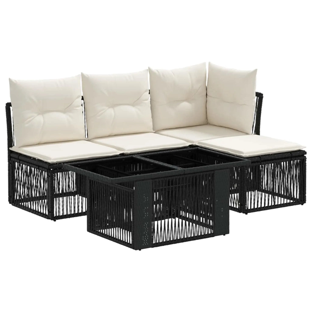 Set Divano da Giardino 5 pz Nero polyrattan 3436450