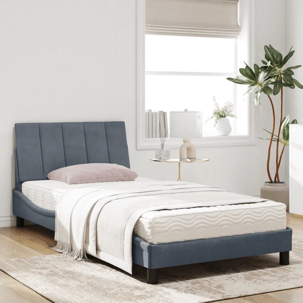 Letto con Materasso Hanko Grigio Scuro 100x200 cm in Velluto 3208581
