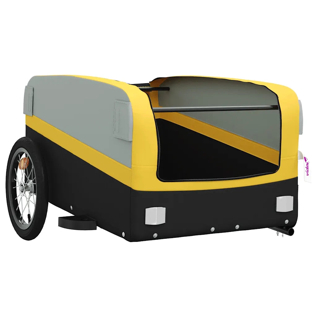 Rimorchio da Bici Nero e Giallo 45 kg in Ferro 94043