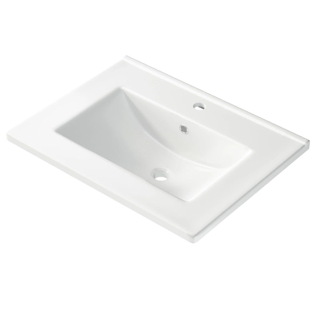 Mobile lavabo da bagno freestanding con lavabo in ceramica bianco