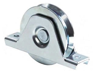 RUOTA CANCELLI GOLA V SUPPORTO INFERIORE ART.335- - ø mm.120 supporto mm.185 - 2 pezzi COMUNELLO