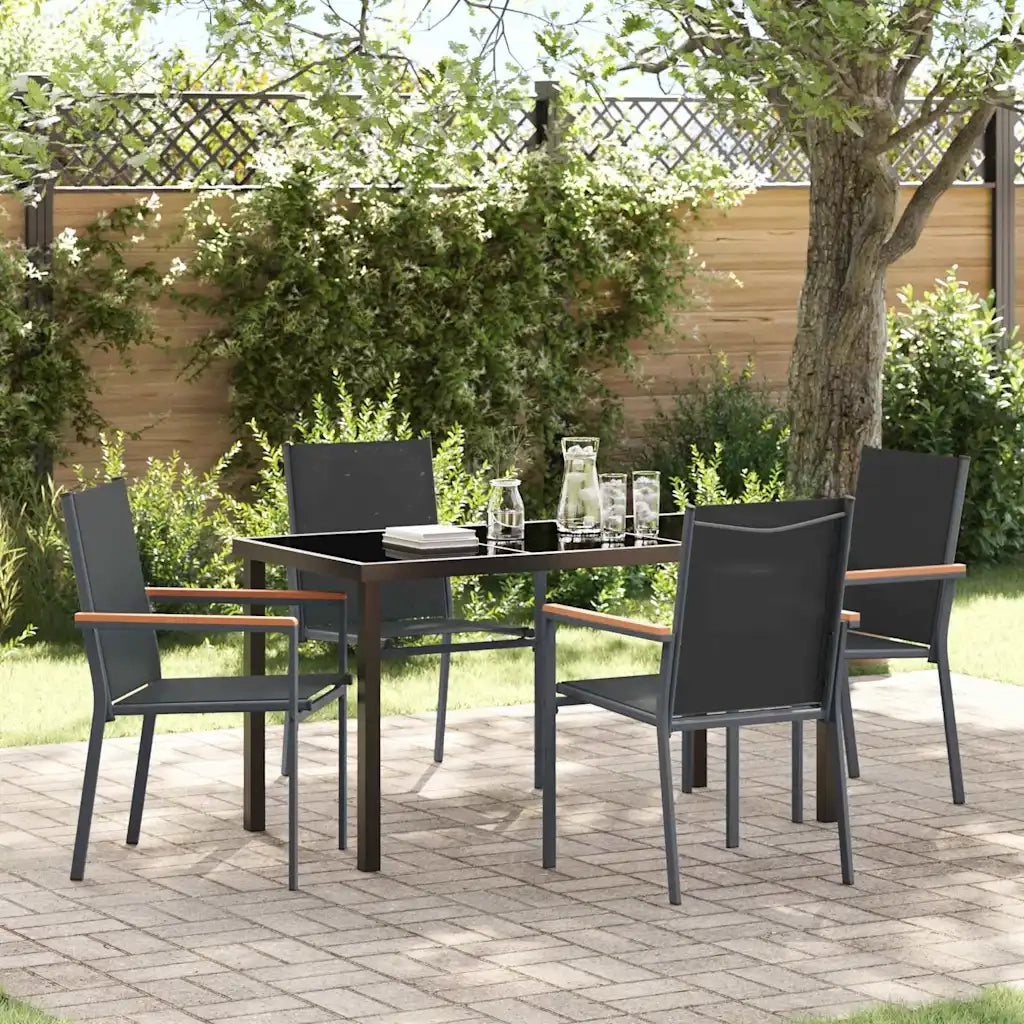 Set da Pranzo per Giardino 5 pcs Nero 3379088