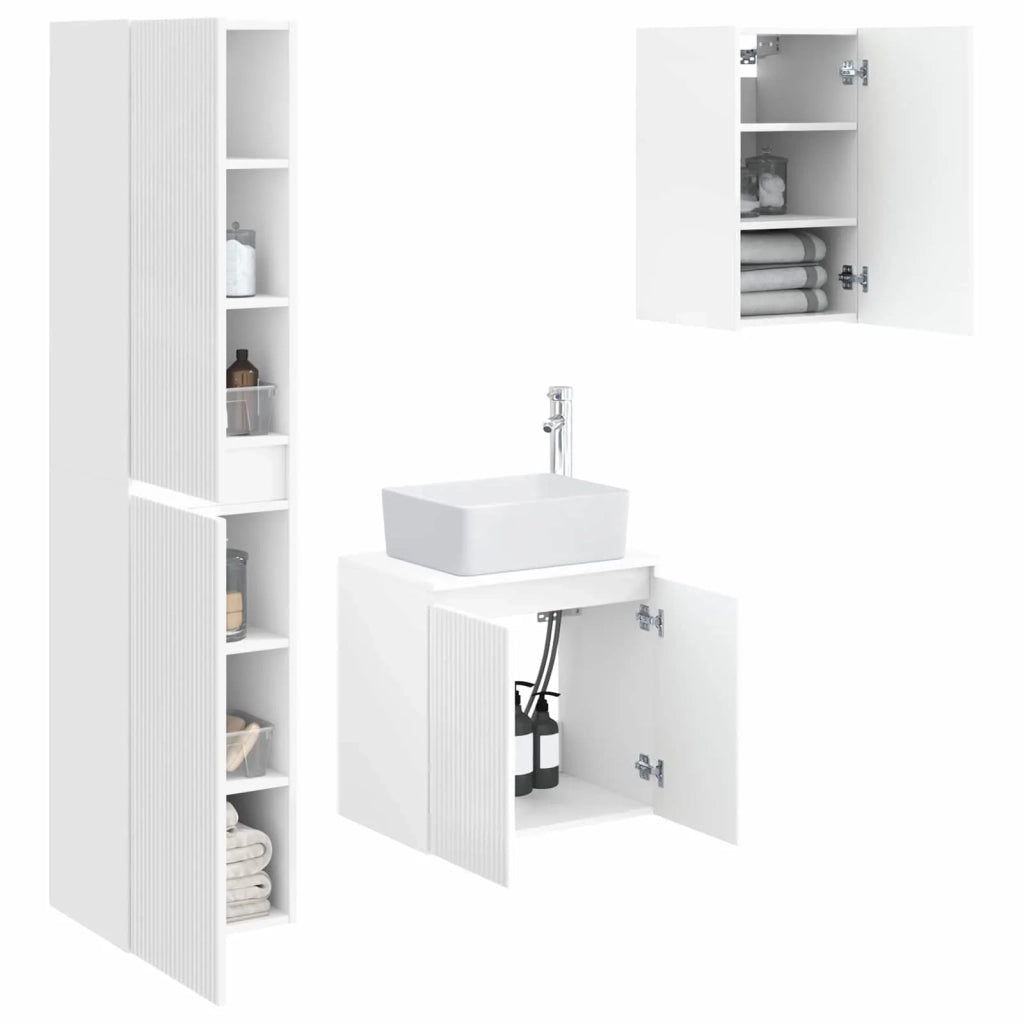Set di mobili per il bagno 3 pz Bianco Lucido 3406077