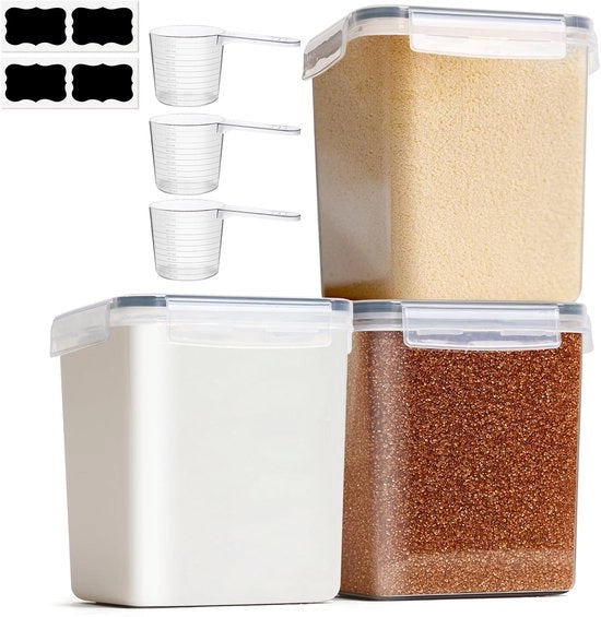 Buste aerei 2,5L 3 pezzi, Buste aerei con coperchi, Buste aeree, Buste aeree per alimenti, Conservazione del cibo per farina, riso, cereali, farina di mandorla