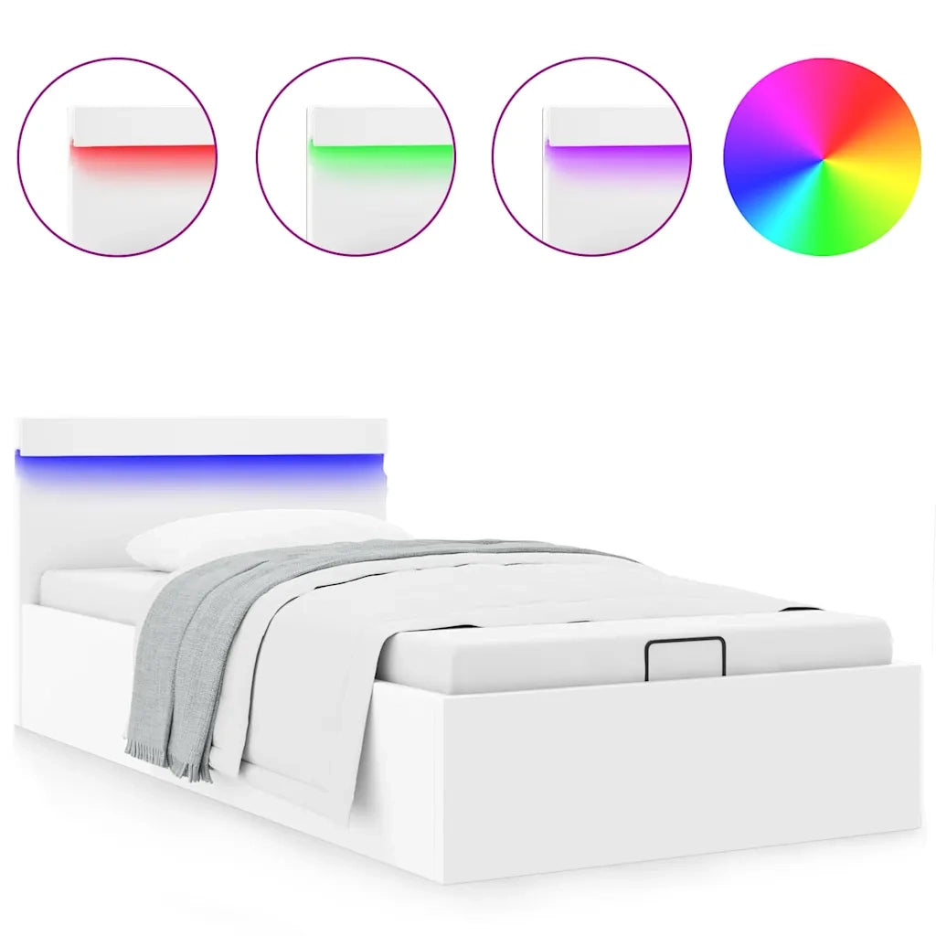 Giroletto Contenitore Idraulico LED Bianco Similpelle 90x200 cm 285546