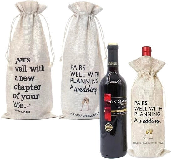 Sacchetto di vino riutilizzabile in juta - 2 pezzi - 16x36 cm