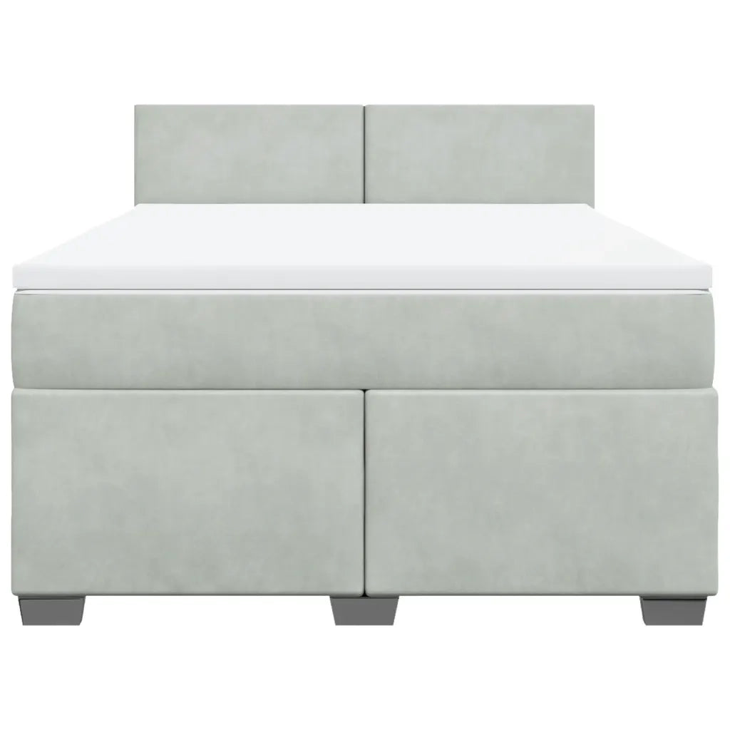 Giroletto a Molle con Materasso Grigio Chiaro 140x200cm Velluto