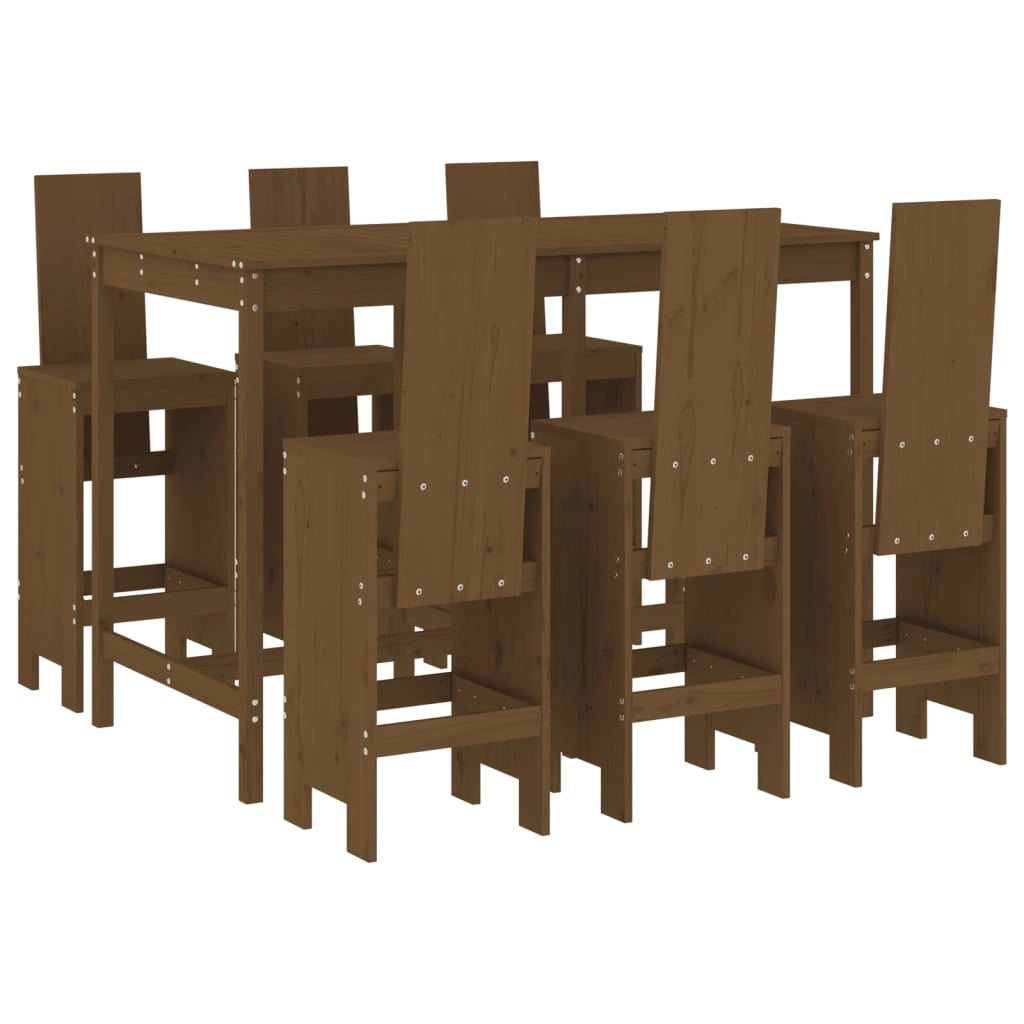 Set Bar da Giardino 7 pz Miele in Legno Massello di Pinocod mxl 83705