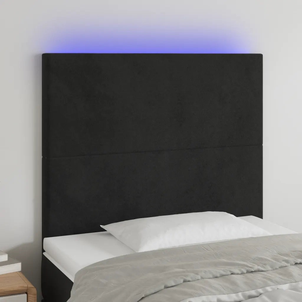 Testiera | Testata a LED nero 90x5x118/128 cm in Velluto