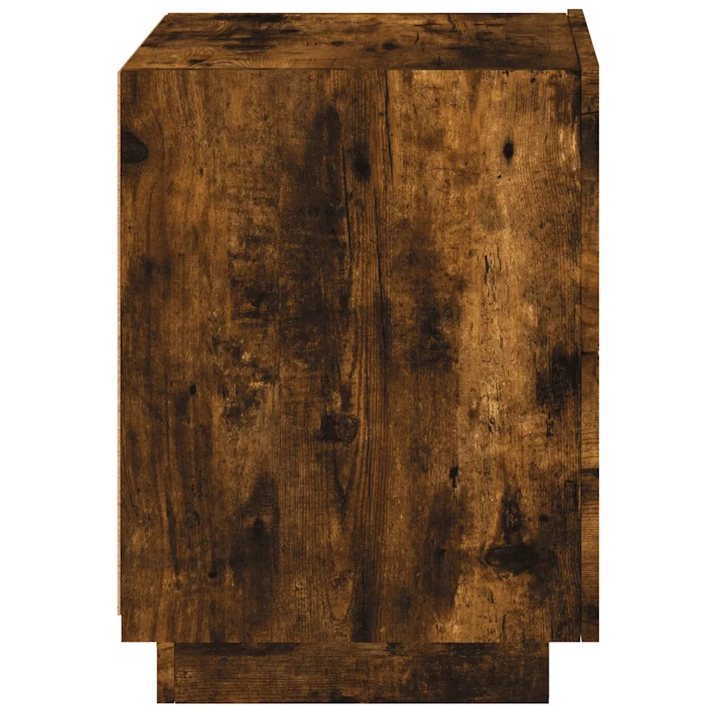 Comodini con Luci LED 2pz Rovere Fumo in Legno Multistrato 836744