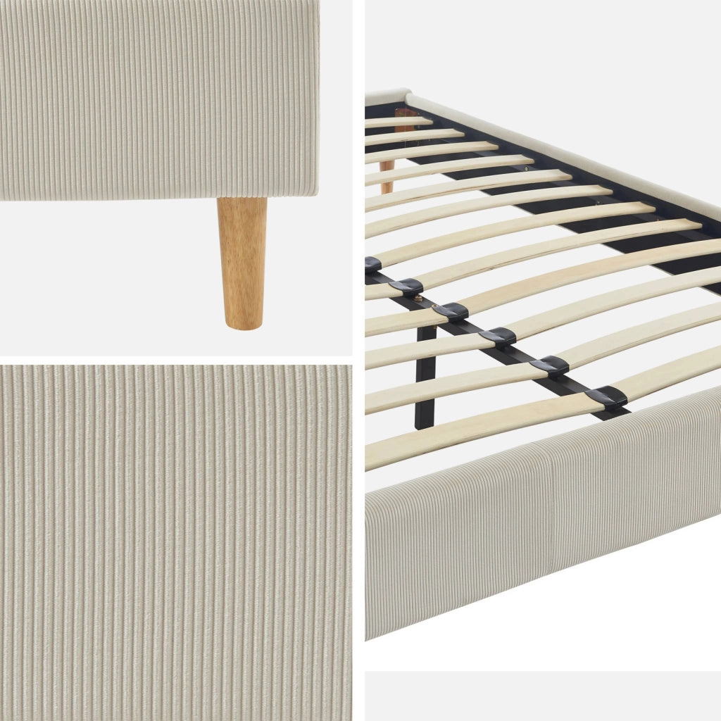 Struttura letto in velluto a coste fini con rete a doghe, 140x190cm,
