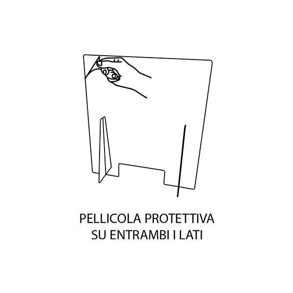 Domo Utility F FRA-190150 Divisore di Protezione in Polistirene Trasparente con Fessura Passa-Documenti 30 cm Autoportante ad Incastro colore Trasparente