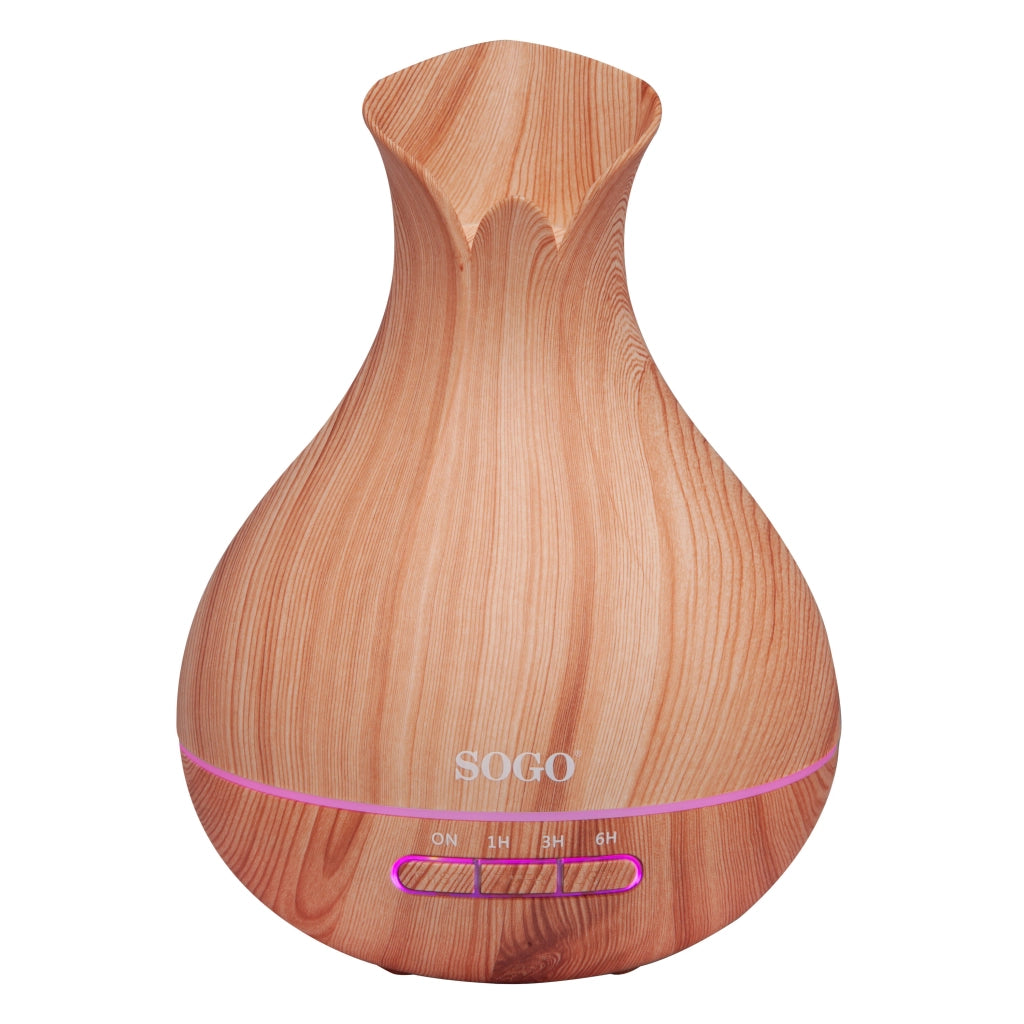 Diffusore di aromi con umidificatore 400ml, luce LED 7 colori e timer 1-3-6h con spegnimento automatico legno chiaro - Sogo