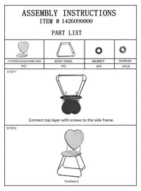 Sedia con Schienale a Cuore 37x47x80 cm in Metallo e Tessuto Imbottito