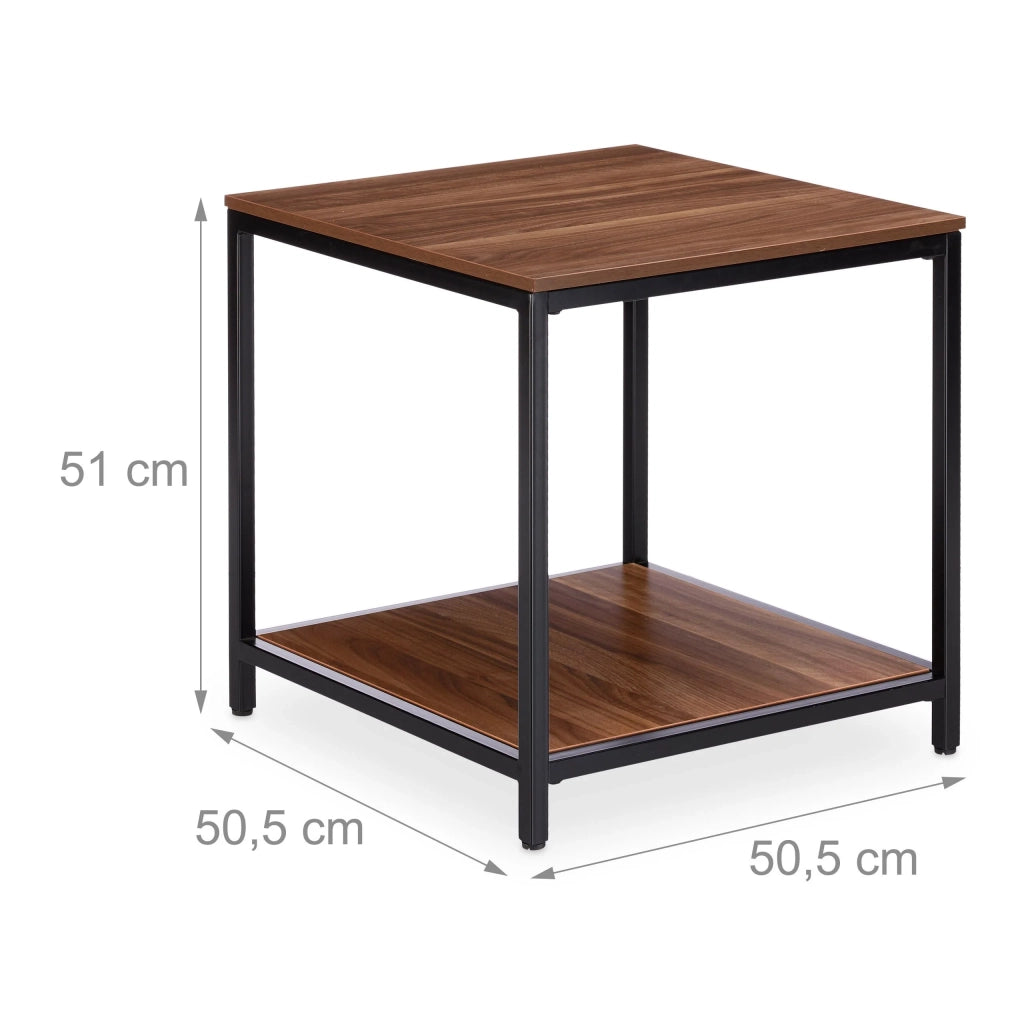 Tavolino laterale in legno con struttura in metallo 50 cm nero 13_0002667
