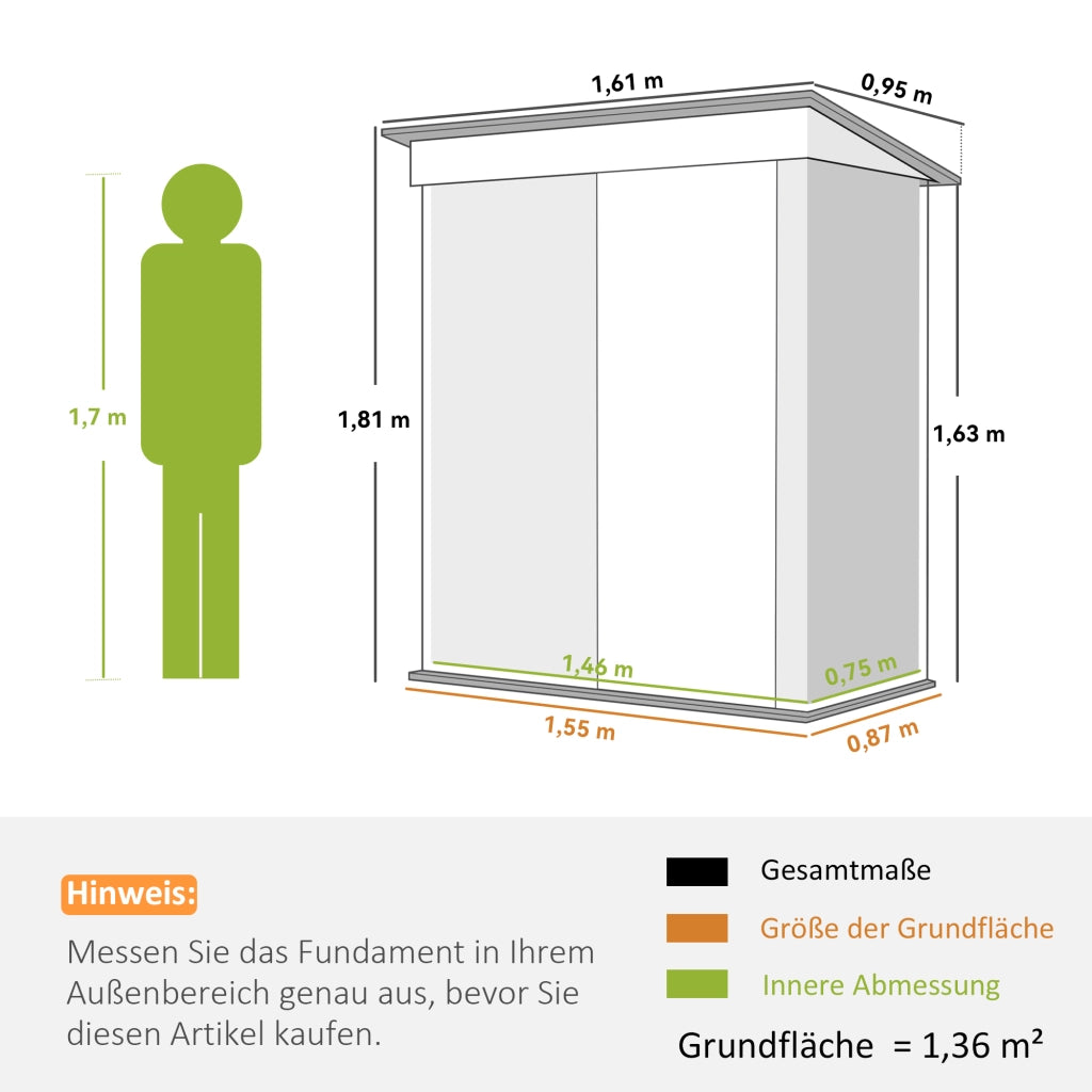 Capanno da giardino in acciaio ondulato ¨C zephmum ¨C Grigio, regolabile