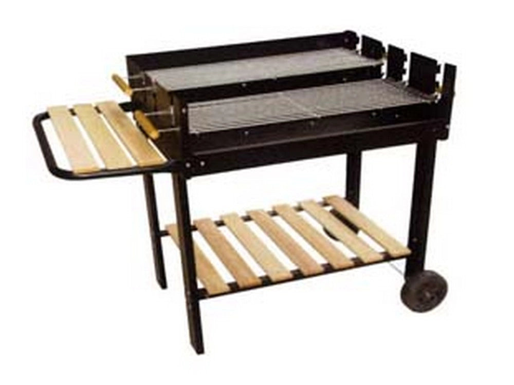 1pz barbecue rettangolare con ripiani legno "texas" - bracere cm.75x50 cod:ferx.fer157025
