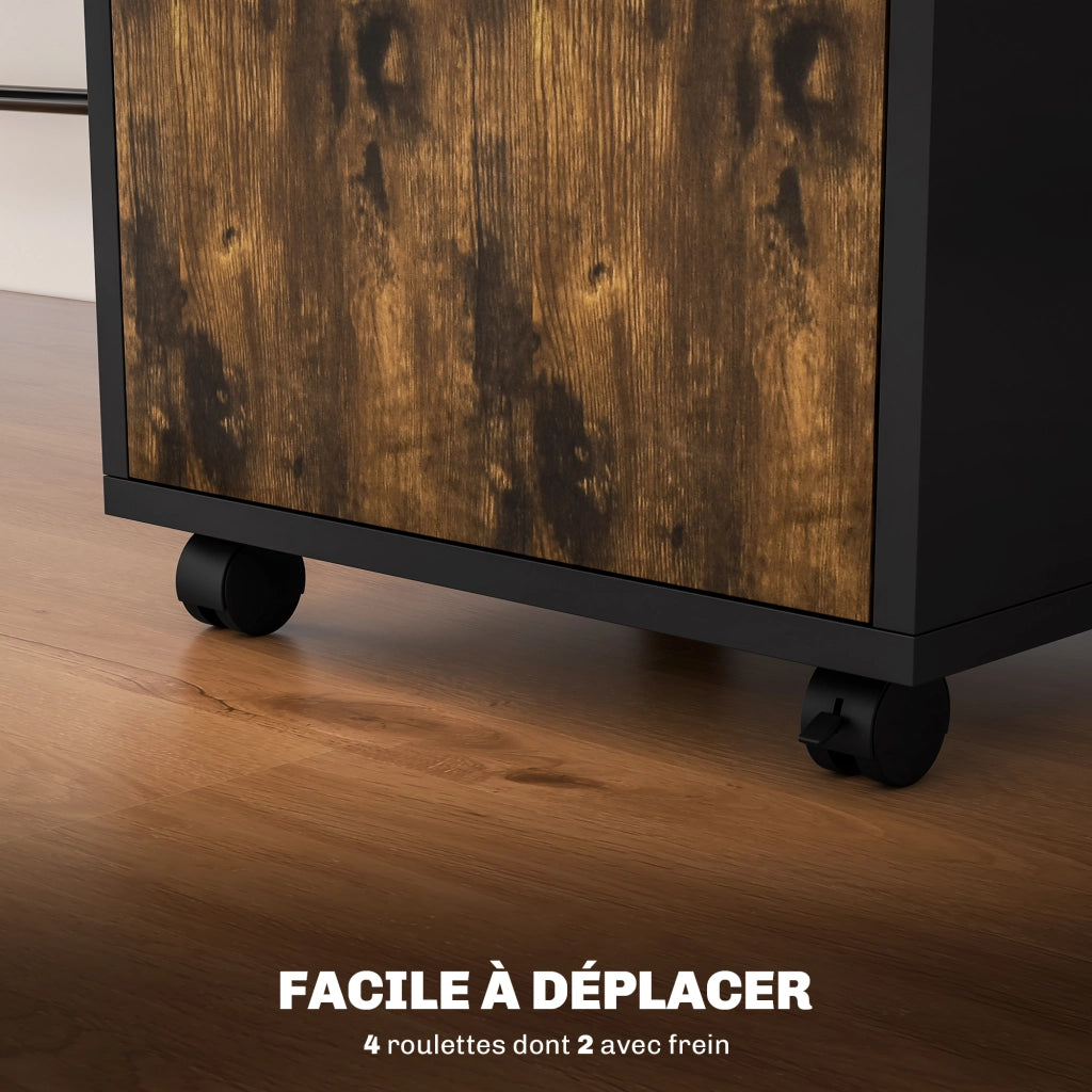 Scrivania con cassetto e ruote ¨C Zephmum ¨C 40x35x60 cm marrone legno