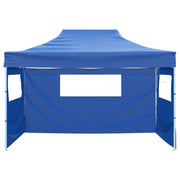 Tenda Pieghevole con 3 Pareti-Tenda Gazebo 3x4,5 m Blu