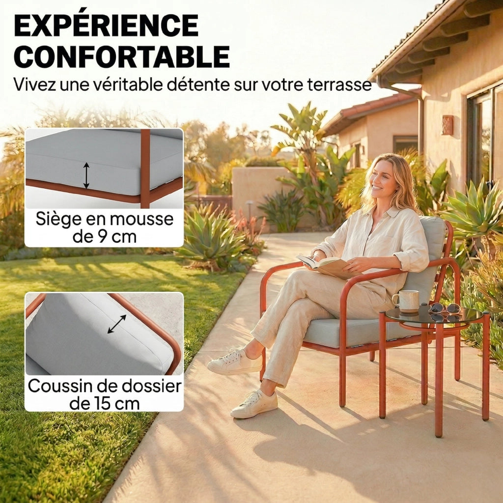 Set Salotto da Giardino 3 Pezzi con 2 Poltrone e Tavolino ¨C zephmum ¨C Grigio Antracite 63x77x76 cm