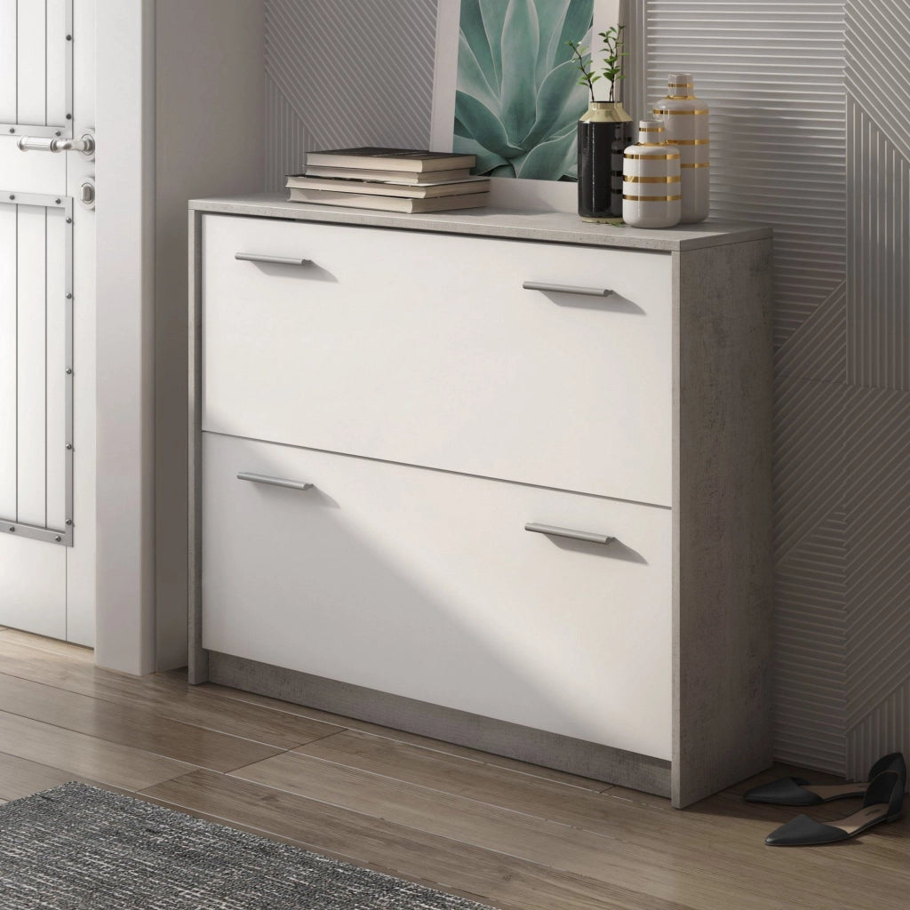 Mobile Portascarpe Nespolo, Scarpiera Paia, 98x24x80h cm Grigio Cemento
