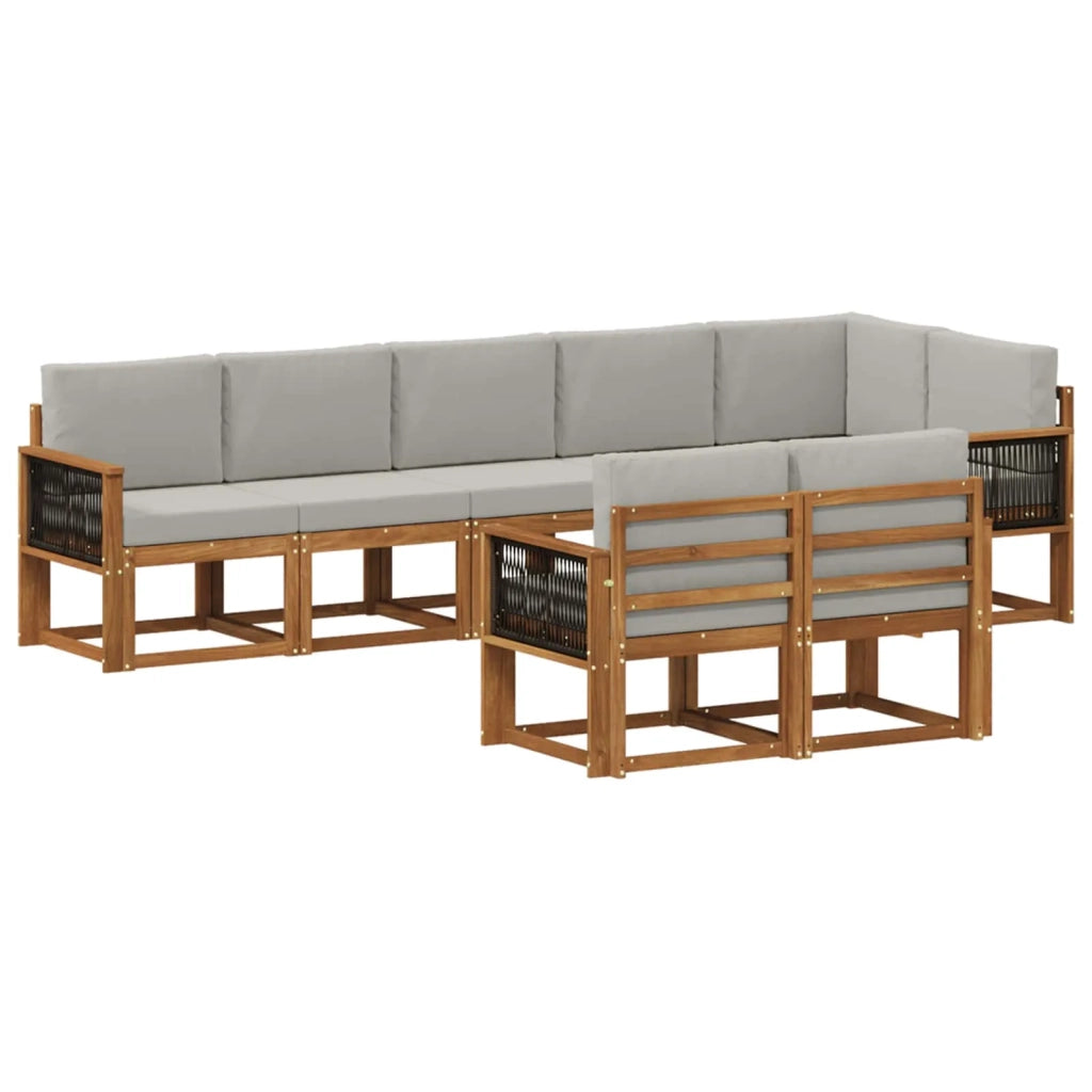 Set di divani da esterno 8 pz Naturale e Grigio Chiaro 3385312
